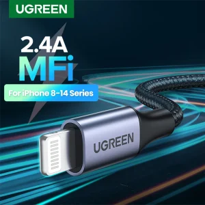 Cavo USB UGREEN MFi per iPhone 14 13 12 Pro Max 2.4A cavo Lightning a ricarica rapida per cavo dati Mini telefono iPad