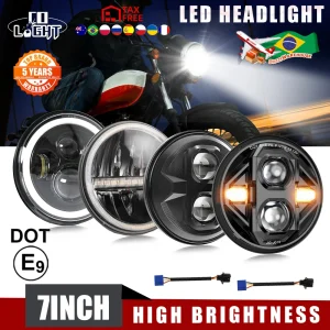 CO LIGHT Fari a LED da 7 pollici E9 DOT DRL Proiettore di indicatori di direzione ambra compatibile con Lada Niva 4×4 Luce di guida per moto 12V