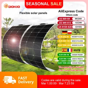 DOKIO 18V 200W/200W set Pannelli solari flessibili Pannello solare monocristallino impermeabile Campeggio RV Carica domestica 12V