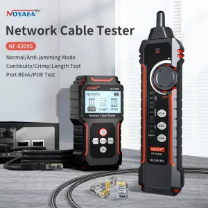 NOYAFA NF-8209S Tester per cavi di rete Localizzatore per cavi Cat5 Cat6 Tester PoE Rileva test di continuità della lunghezza con NCV e lampada