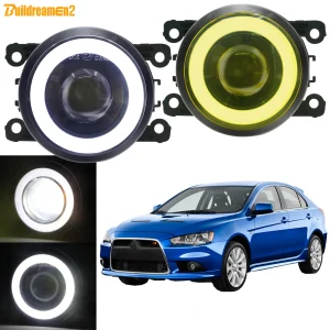 2X30W H11 Auto Fendinebbia Anteriore con Angel Eye DRL Per Mitsubishi Lancer Sportback 2009-2018 LED COB Nebbia Lampada di marcia diurna