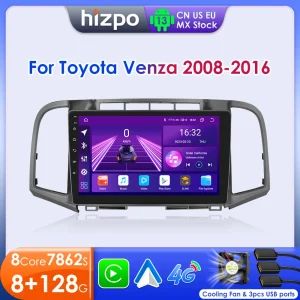Hizpo Android 13 Car Stereo Per Toyota Venza 2008 – 2016 Autoradio Unità Principale GPS Carplay Lettore Multimediale di Navigazione 7862 Wifi