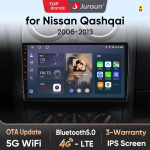 Junsun AI 4G LTE Wireless CarPlay Android Auto autoradio per Nissan Qashqai J10 2006 2007 2008 2009-2013 GPS Navi BT DSP RDS FM