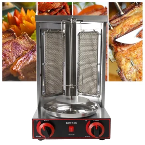 Doner Grill 3000 W GPL Kebap Grill 220 V Gas Doner Kebab Macchina per Pollo Tacchino Tacos Kebap, Acciaio Inossidabile, Nero