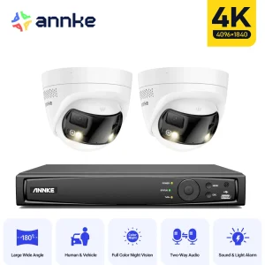 Telecamera di sicurezza ANNKE Ultra HD 4K Telecamera IP panoramica a doppio obiettivo da 180 gradi 8CH POE NVR 2/4 PZ Kit telecamere di sorveglianza da 8 MP