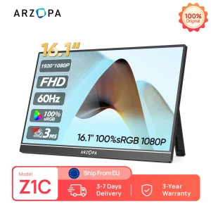 ARZOPA 16,1 pollici 100% sRGB 1080P FHD Mini Gaming Mobile Monitor portatile Schermo IPS Secondo monitor Display esterno Z1C
