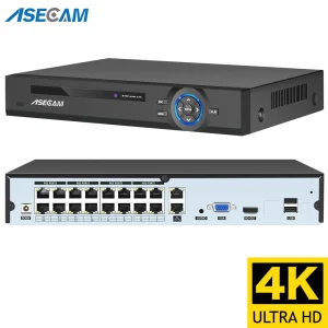 16CH 4k 8MP POE NVR Videoregistratore Onvif H.265 48V Uscita audio Telecamera IP PTZ AI Face Detection Sistema CCTV RTSP P2P Rete Xmeye