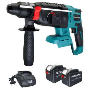 PATUOPRO Trapano a percussione rotativo elettrico brushless da 26 mm a 4 modalità, regolabile, senza fili, utensile elettrico portatile per batteria Makita 18V