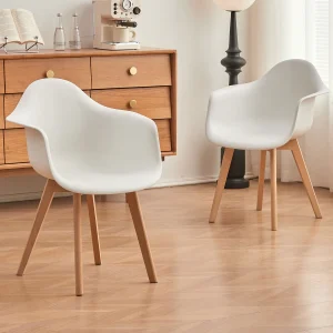 Un set di 2 sedie da pranzo poltrona minimalista retrò moderna gambe in plastica di faggio per sala da pranzo cucina soggiorno