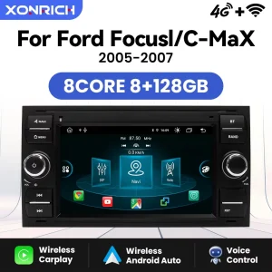 Wireless Carplay per Ford Focus Mondeo Fiesta Transit Kuga C-Max S-Max Galaxy Android GPS Multimedia 2Din 8GB + 128GB Autoradio