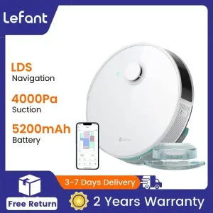 Lefant N3 4000Pa Robot aspirapolvere e scopa sonica combinato, mappatura di precisione con sensori Lidar e dToF, rilevamento ultrasuoni dei tappeti