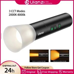 Ulanzi LM07 Torcia per videografia Zoomabile Luce fotografica Bicolore Dimmerabile Luminosità Videolight 2000-8000K CCT per esterni