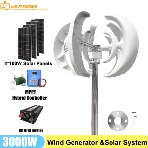 Kit motore ad asse verticale lanterna generatore di turbina eolica 3000W 12V/24V con pannelli solari batteria 220V inverter vevor sistema domestico