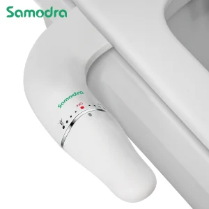 SAMODRA Accessorio per bidet ultra sottile per sedile WC – Doppio ugello, pressione dell’acqua regolabile, spruzzatore per culo non elettrico