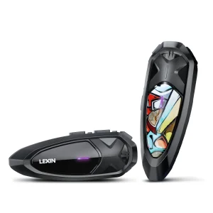 Lexin GTX Interfono Bluetooth per casco da motociclista Supporto per auricolare Citofono e ascolta musica a un periodo 10 ciclisti 2000m