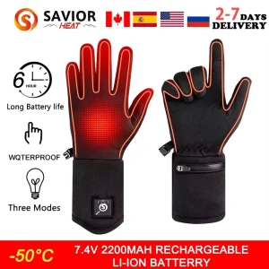 Guanti Riscaldati Elettrici Savior Heat per Uomo e Donna, Ricaricabili, per Ciclismo, Sci, Snowboard, Guanti Sottili