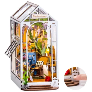 Robotime Rolife Original Garden House Kit scaffale per libri inserto facile da montare giocattoli regali per bambini ragazze decorazione per la casa Book Nook