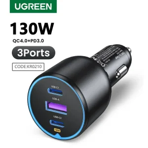 UGREEN 130W USB C Caricabatteria da auto per Xiaomi iPhone 17 Samsung Galaxy S25 Laptop Tabet PD3.0 Caricabatteria da auto USB tipo C a ricarica rapida