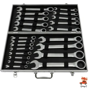 Set di chiavi a cricchetto da 22 pezzi Set di chiavi combinate da 6-32mm, chiavi a cricchetto articolate Set di attrezzi per chiavi ad anello