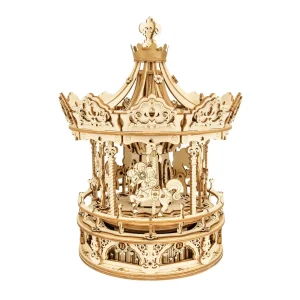 Robotime 3D Puzzle in legno 336 pezzi girevole fai da te romantico gioco a giostra regalo per bambini bambini adulti AMK62 assemblaggio carillon giocattolo