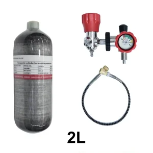 TUXING 300bar 2L cilindro in fibra di carbonio con valvola di regolazione serbatoio HPA cilindro ad alta pressione per Mini Scuba Diving M18 * 1.5