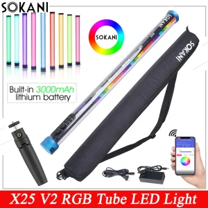 Sokani X25 RGB LED Luce video Tubo portatile Bacchetta Stick CTT Fotografia Illuminazione 3000mAh Controllo APP per YouTube Tiktok