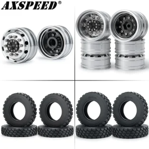 AXSPEED anteriore posteriore cerchione mozzi pneumatici in gomma con inserti in schiuma per 1/14 Tamiya camion rimorchio trattore RC pneumatici per auto