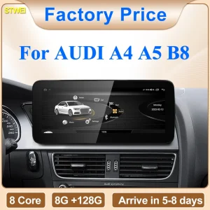 STWEI Prezzo di Fabbrica 10.25″ Android 15 AUTO Carplay per AUDI A4 A5 B8 Lettori Video Auto GPS Navigazione Schermo Multimediale Centrale