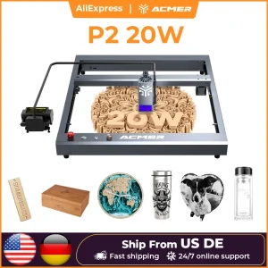 ACMER P2 20W Macchina da taglio per incisore laser Supporto automatico per assistenza aerea APP wifi CNC CO2 Macchina da taglio laser ad alta velocità per legno