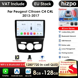 Hizpo AI Wireless Carplay Radio schermo Android per Citroen C4 C4L DS4 2013 – 2017 ricevitore multimediale Auto WiFi GPS unità principale BT