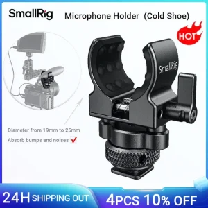 Supporto per microfono a gabbia per fotocamera SmallRig DSLR (scarpa fredda) con supporto per morsetto antiurto per microfono da 19-25mm di diametro-2352
