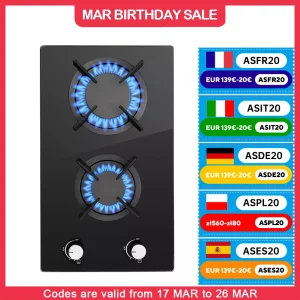 Piano cottura da incasso in vetro ceramico a 2 fuochi Topstrong Piano cottura a gas propano a gas naturale YYEUGCT-B02