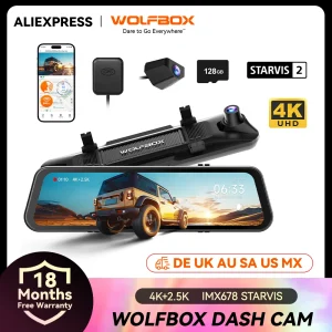 WOLFBOX G900 PRO Dash Cam 4K+2.5K Videoregistratore per auto con controllo vocale, Wi-Fi 5GHZ e GPS, telecamera anteriore e posteriore