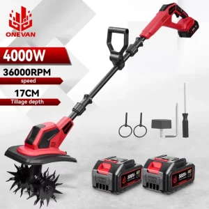 ONEVAN 36000RPM Coltivatore elettrico per coltivatore tosaerba Rototiller per coltivazione del terreno Attrezzo da giardino adatto per Makita 18V Batteria Pin