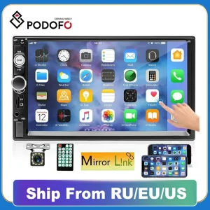 Podofo 2 Din Autoradio Stereo Bluetooth 7 “HD Car Stereo Auto Audio Lettore multimediale MP5 Touch Screen universale USB TF FM