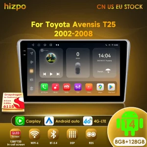 Hizpo Car Radio Multimedia per Toyota Avensis T25 2002 2003 2004 2005 – 2008 navigazione 2 Din Android Autoradio CarPlay Stereo