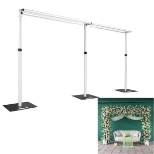 Supporto per fondale nuziale regolabile con doppia barra trasversale, per tende da cerimonia/fondale floreale, in alluminio, dimensioni personalizzabili