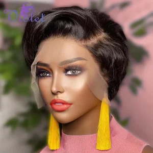 Parrucche corte per capelli umani Remy con taglio a Pixie colore naturale dritto 13×4 parrucche frontali in pizzo pieno 180% parrucche corte Pixie Cut per le donne