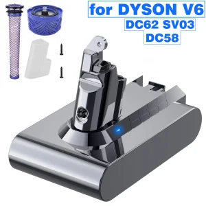 Batteria V6 per aspirapolvere Dyson, 21,6 V 6000 mAh per aspirapolvere Dyson V6 DC58, DC59, DC61, DC62, 650, 770, 880, SV03, SV04, SV05, SV06, SV07, SV09