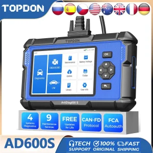 TOPDON Artidiag600S OBD2 Scanner Strumento Lettore di codici Scanner diagnostico per ABS/SRS/AT/Motore 9 Servizio di ripristino Aggiornamento a vita