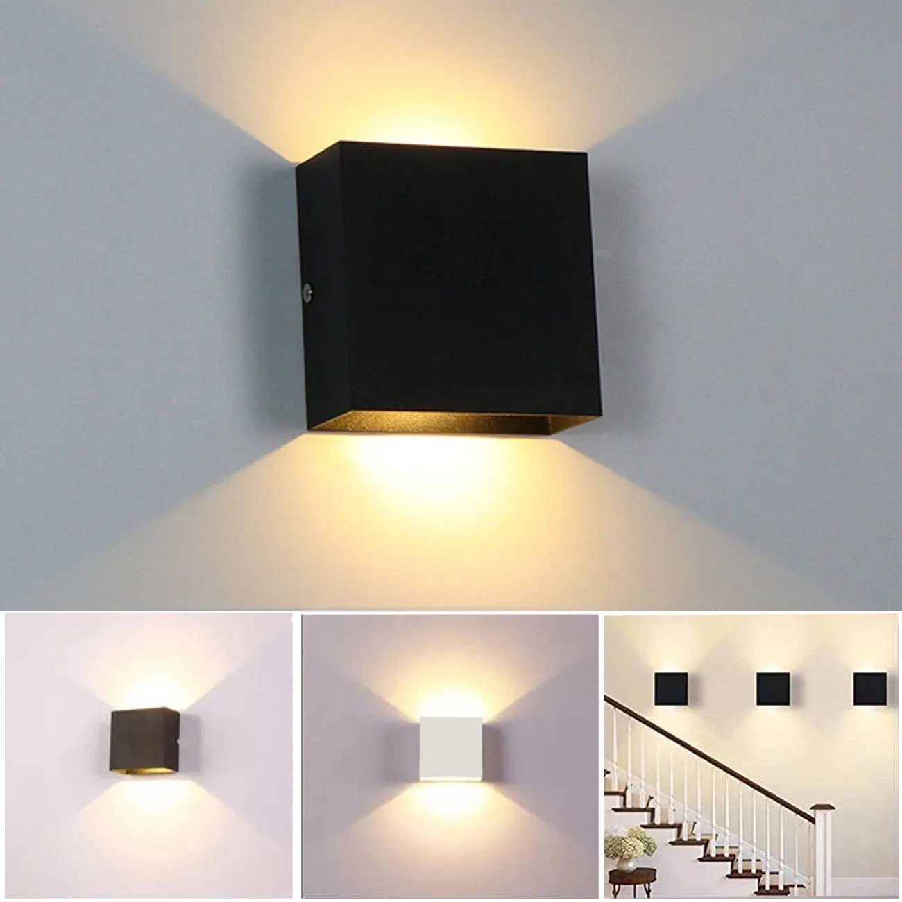 Lampada da parete moderna a LED da 4 pezzi, lampada da comodino minimalista per camera da letto 10x5x10 cm, luce calda, apparecchio di illuminazione per interni domestici per soggiorno