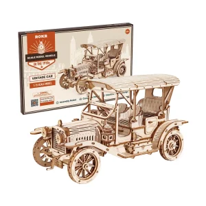 Robotime Auto d’Epoca 3D Puzzle in Legno Giocattoli Montessori Modellino Auto Vintage Scala 1:15 Kit di Costruzione per Bambini