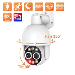 Techage HD 8MP POE Telecamera IP Smart AI Telecamera di sicurezza Audio esterno Kit sistema di sorveglianza di sicurezza CCTV a doppia lente