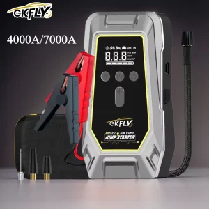 GKFLY 4000A 7000A Jump Starter 4 in 1 Pompa Compressore d’aria Power Bank 12V Gonfiatore digitale per pneumatici 150PSI Batteria di emergenza Booster