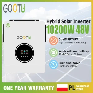 GOOTU 6.2KW/10.2KW Inverter solare ibrido Doppia uscita 24V/48V MPPT 160A Onda sinusoidale pura On/Off Grid per alimentatore domestico