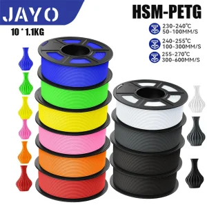 JAYO ad alta velocità ​ ​ PETG opaco Colori multipli misti 10 rotoli Filamento non tossico senza bolle liscio adatto 175 mm per la stampa 3D