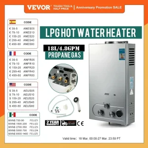 6/8/10/12/16/18L gpl Gas propano scaldabagno istantaneo senza serbatoio caldaia scaldabagno a Gas in acciaio inossidabile