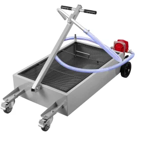 SucceBuy Vaschetta di scarico dell’olio da 15 galloni Serbatoio di scarico dell’olio a basso profilo Mano pieghevole con rotelle girevoli per auto SUV Camion Scarico dell’olio