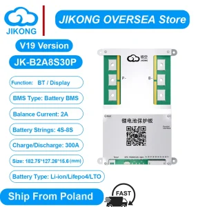 JKBMS B2A8S30P 4S 8S 12V 24V Smart BMS Corrente di bilanciamento attivo 300A per batteria Li-ion LiFePO4 Lto CALORE CAN RS485 Cicalino parallelo