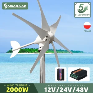 Generatore di turbina eolica orizzontale 2000w 2kw 12V 24V Dinamo magnetico a energia libera Forte potenza 220v Uscita inverter per la casa